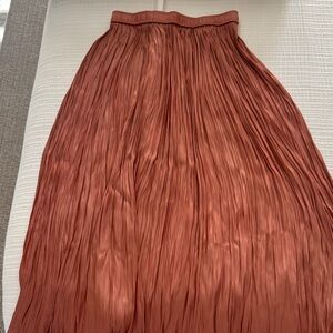 Zara Rust Pleated Midi Skirt